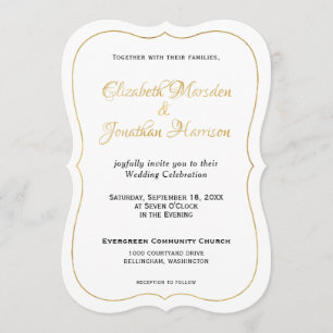 Invitation Beaucoup d'Eaux Écriture Élégante Formal Gold Scri