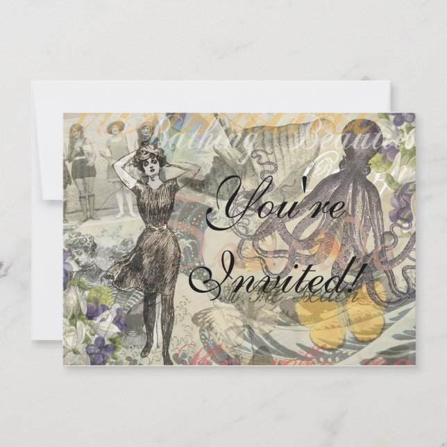 Invitation Beauté de bain victorienne Kraken Surréalisme Vint (Devant)