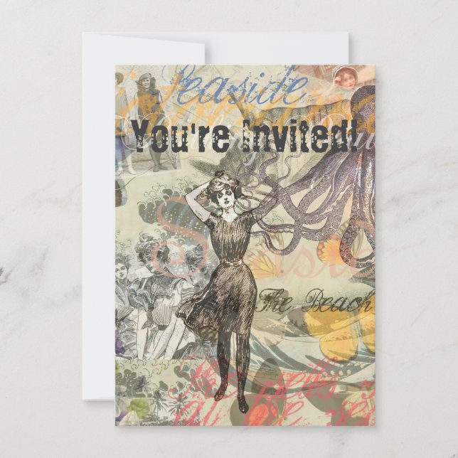 Invitation Beauté de bain victorienne Kraken Surréalisme Vint (Devant)