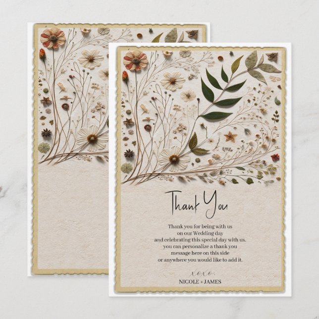 Invitation Beauté de la Nature Fleurs et Feuilles Botaniques  (Devant / Derrière)