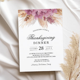 Invitation Beauté élégante moderne Orchidée rose & Pampas & O