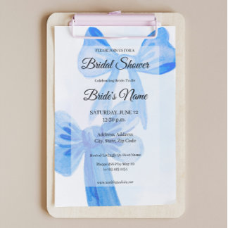 Invitation Beauté en Bleu Bright Bow nuptiale douche Invitati