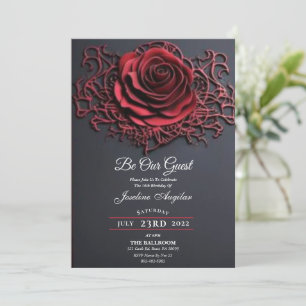 Invitation Beauté et la Bête Rose Rouge Sweet 16