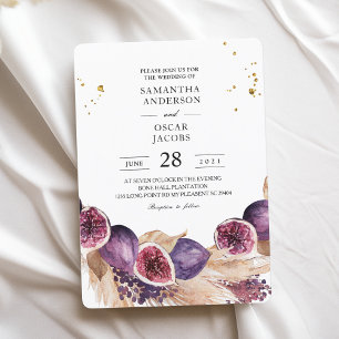 Invitation Beauté moderne Figes violettes & Pampas & gouttes 
