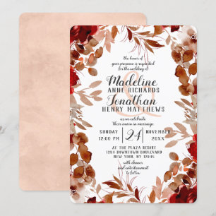 Invitation Beauté Rustique Fleurs Automne Récolte Bordure Mar