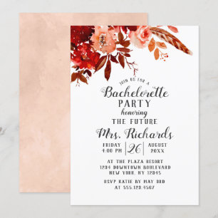 Invitation Beauté Rustique Floral Bachelorette Party Invitati