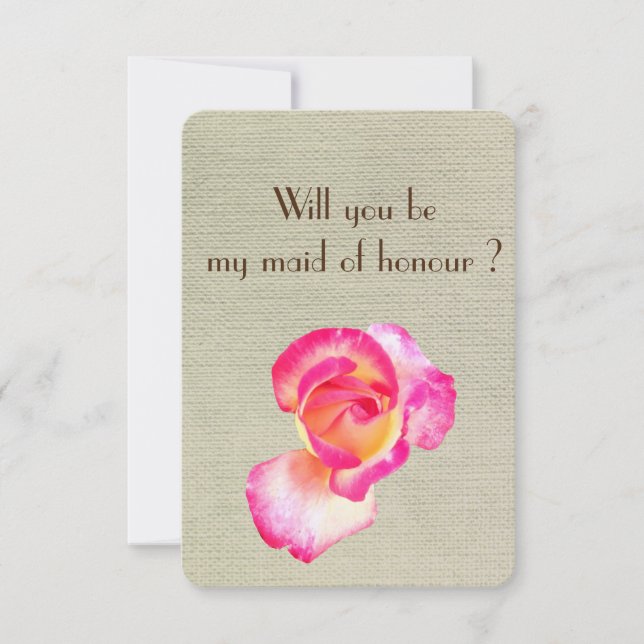 Invitation Beautif Rose Flower, Serez-vous ma servante d'honn (Devant)