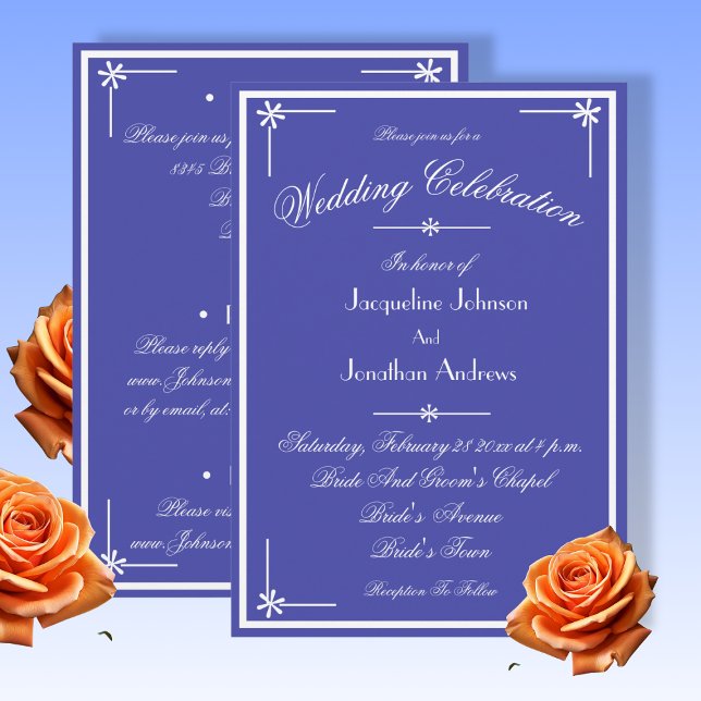 Invitation Beautiful Blue All In One RSVP Website Wedding (Beautiful Blue All In One RSVP Wedding Invitation. Add your own details, Website, email etc.  )