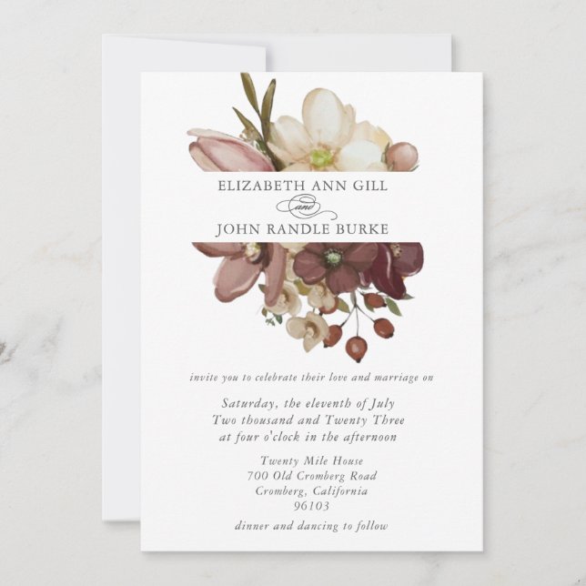 Invitation Beautiful boho rose & neutral wedding  (Devant)