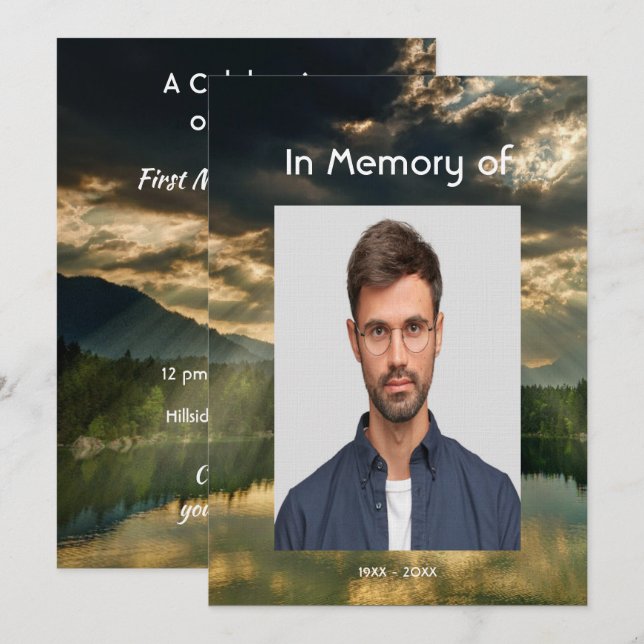 Invitation Beautiful Celebration of Life Service  Lake Beach (Devant / Derrière)