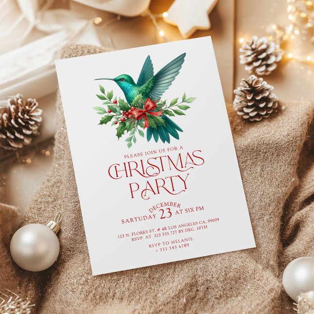 Invitation Beautiful Christmas Hummingbird Party Invite (Créateur téléchargé)
