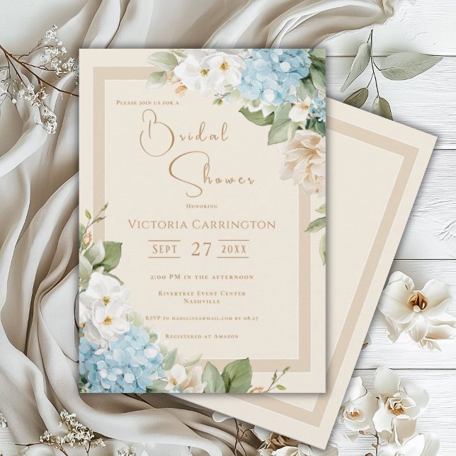 Invitation Beautiful Floral Hydrangea Bridal Shower (Créateur téléchargé)