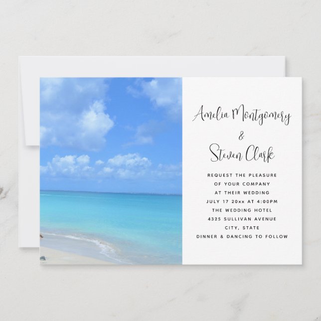 Invitation Beautiful Turquoise Tropical Beach Wedding (Devant)
