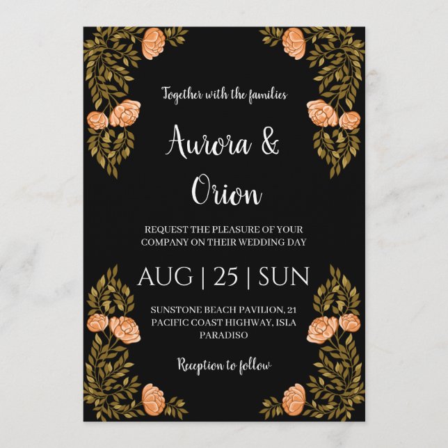 Invitation beautiful vintage floral art nouveau wedding (Devant)