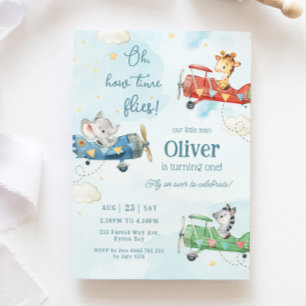 Invitation Beaux Animaux Avion Aventure Temps Vols Anniversai