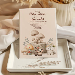 Invitation Beaux animaux de la forêt baby shower des bois