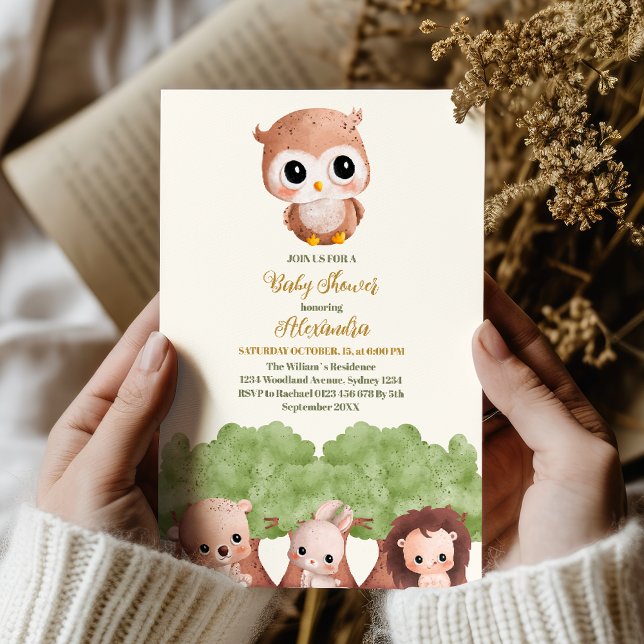 Invitation Beaux animaux de la forêt baby shower des bois (Créateur téléchargé)