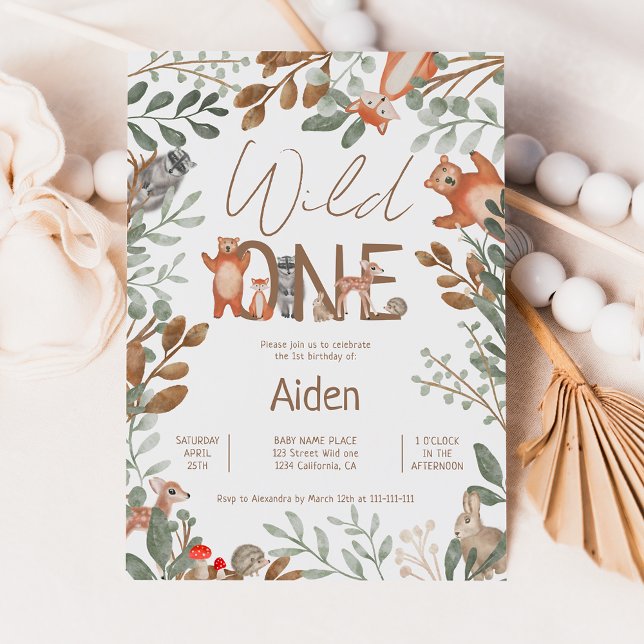 Invitation Beaux animaux de la forêt de verdure forêt bois 1e (Créateur téléchargé)