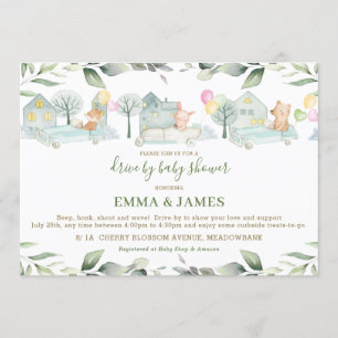 Invitation Beaux Animaux Voitures La verdure Le Baby shower