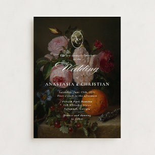 Invitation Beaux art vintage floral morceau mariage