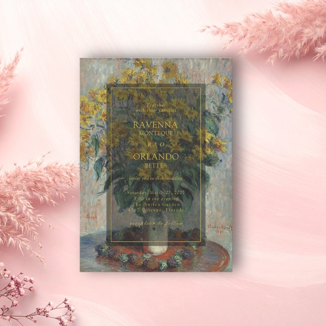 Invitation Beaux-arts Monet Fleurs de topinambour Mariage (Créateur téléchargé)