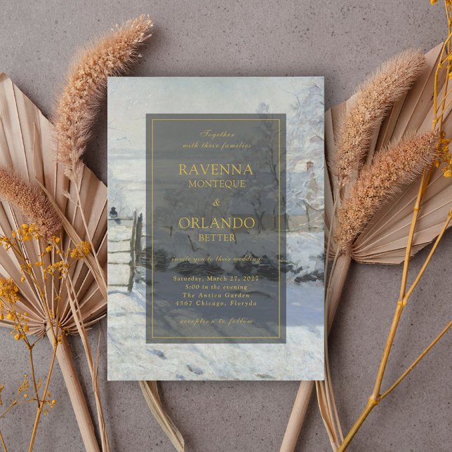 Invitation Beaux-Arts Monet La Pie Mariage Musée Élégant (Créateur téléchargé)
