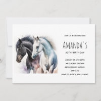 Beaux Chevaux en Aquarelle Anniversaire