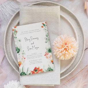 Invitation Beaux fleurs sauvages dans jardin d'aquarelle mari