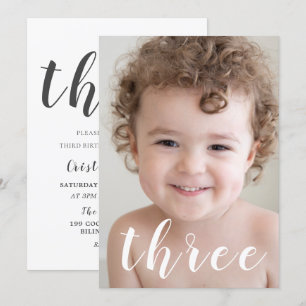 Invitation Beaux garçons 3ème anniversaire fête Photo & Scrip