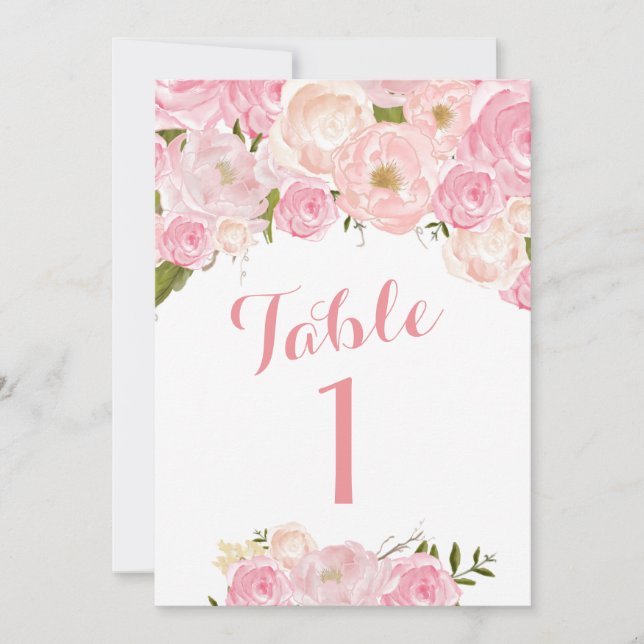 Invitation Beaux nombres floraux roses de Tableau (Devant)