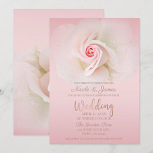 Invitation Beaux roses doux ont mouillé le mariage élégant