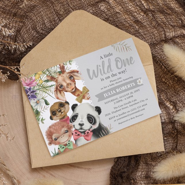 Invitation Beaux Safari Animaux Wild One Boy Baby shower (Créateur téléchargé)