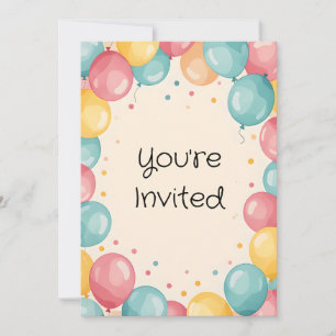 Invitation Bébé 1er Anniversaire Balloon Design