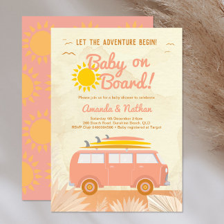Invitation Bébé à bord baby shower de planche de surf fille r