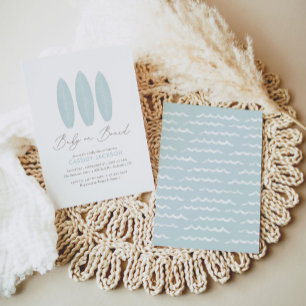 Invitation Bébé à bord Baby shower de surf aquarelle