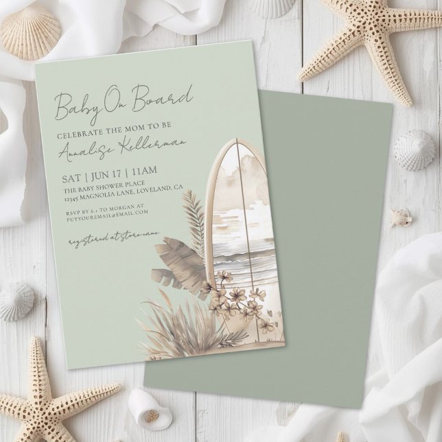 Invitation Bébé à Bord Baby Shower d'été sur la plage (Baby On Board Summer Beach Baby Shower Invitation)