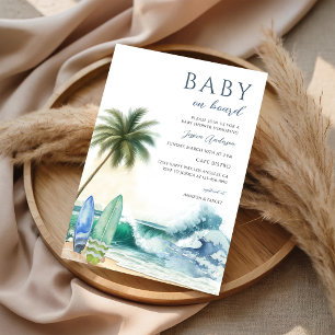 Invitation Bébé à Bord Baby Shower d'été sur la plage