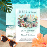 Bébé à bord Baby shower floral de surf tropical