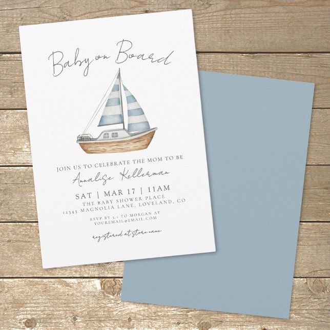 Invitation Bébé à Bord Baby Shower Marin (Baby On Board Nautical Baby Shower Invitation)