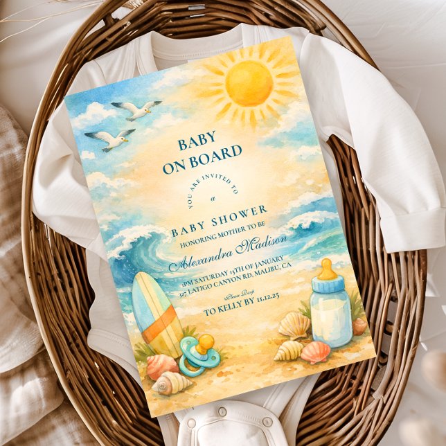 Invitation Bébé à Bord Baby Shower Plage (Créateur téléchargé)