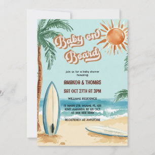 Invitation Bébé à bord Baby Shower Planche de Surf