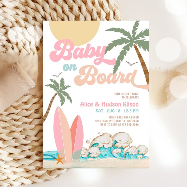 Invitation Bébé à bord Baby shower Sprinkle Surfing Douche (Créateur téléchargé)