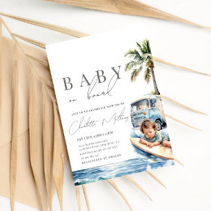 Invitation Bébé à bord Baby shower, Surf Beach