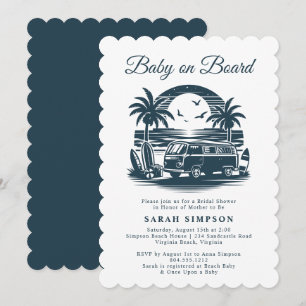 Invitation Bébé à bord Baby shower tropical rétro