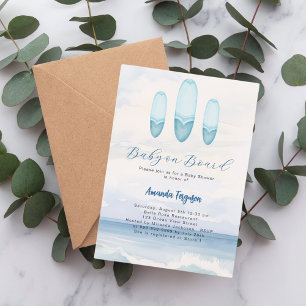 Invitation Bébé à bord de surf Baby shower océanique