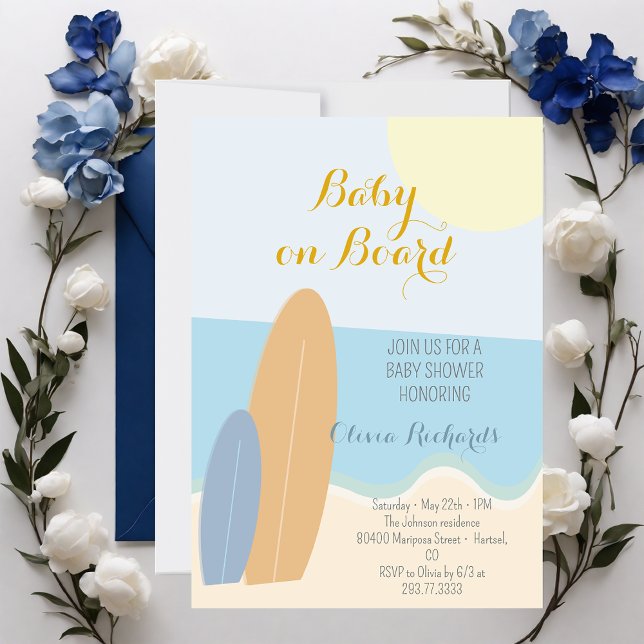 Invitation Bébé à bord du Baby shower de plage surf (Créateur téléchargé)