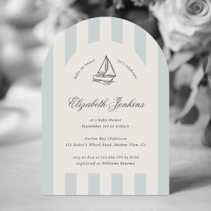 Invitation Bébé à bord Elégant Baby shower Blue Sailboat