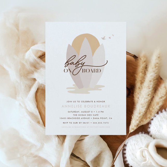 Invitation Bébé à Bord Fille de Surf Boho Plage Baby Shower (Créateur téléchargé)