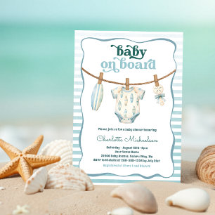 Invitation Bébé à bord linge de surf Baby Shower