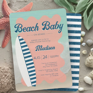 Invitation Bébé à bord Marine Stripe Beach Baby shower